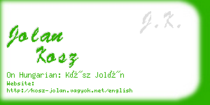 jolan kosz business card